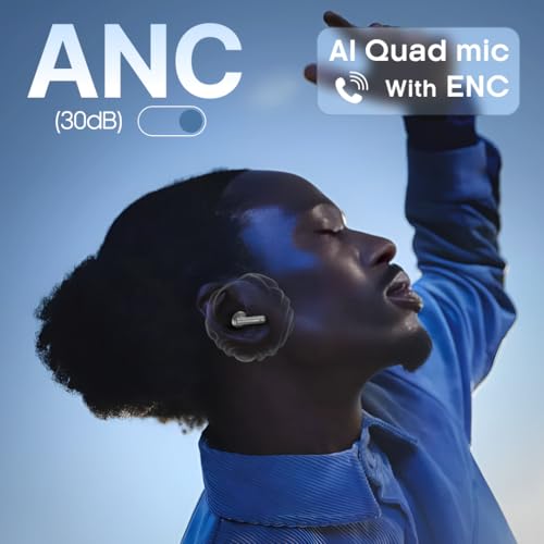 Image of Leaf Buds X514 True Wireless ANC in Ear Earbuds with AI Sound App,Active Noise Cancellation,Transparency Mode,70H Playtime,Quad Mic Enc,40Ms Low Latency,13Mm Driver, Ipx5, Bluetooth V5.4(Ash Grey)