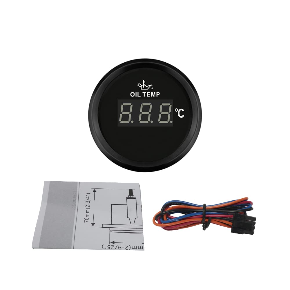 ELING 52 mm digitale olietemperatuurmeter-indicator 50-150 graden met 8 kleuren achtergrondverlichting met alarm 12 V 24 volt voor auto-heftrucktractoren