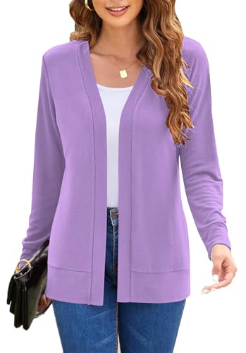 Image of Womens Casual Lightweight Long Sleeve Cardigan Flowy Soft Open Front Knit Cardigan Sweaters