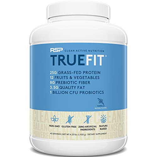 RSP TRUEFIT - Protein Powder Meal Replacement Shake, Grass-Fed, Organic Real Food, Probiotics, MCT Oil, Non-GMO, Gluten Free, No Artificial Sweeteners, 4 LB Vanilla