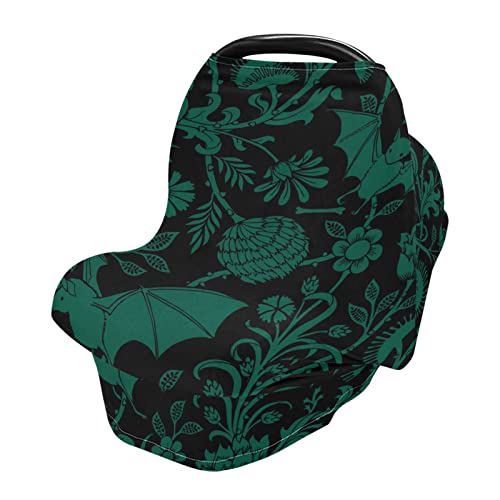 Image of Belinyo Bats and Flower Baby Car Seat Canopy Cover Mom Nursing Breastfeeding, Breathable Infant Baby Carseat Canopy, Newborn Baby Essentials for 6 Seasons Shower Gift
