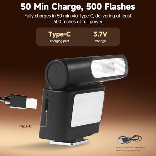 PIOENIMAGE Mini Camera Flash Speedlite with Video Light, Flash for Camera - image 6