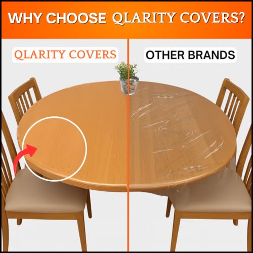 Image of Qlarity Covers 1mm Slim Shield Round Table Cloth Plastic, 34 Inch,Clear PVC