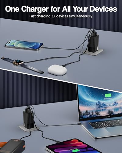 Image of FEDUS 100w gan Charger, 100w Fast Charger Gan Adapter 1 Type C & 1 USB Port Fast Charging Adapter Wall Charger for Samsung, iPhone, Tab /Pad MacBook, Dell, HP, ASUS, 100 W, Devices, 2 Yr Warranty