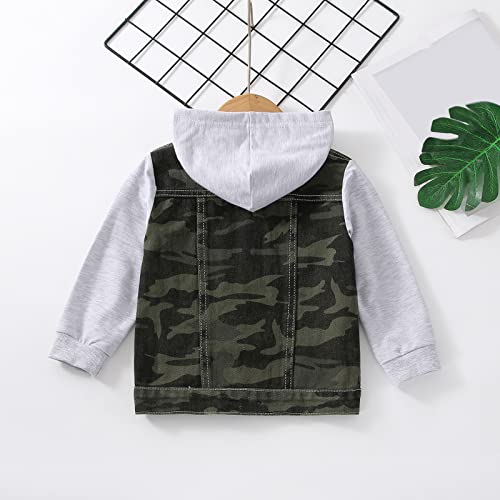 Hooded Camouflage Denim Jacket For Boys Girls Button Long Sleeve Coat Windproof Color Block Outerwear With Pocket3
