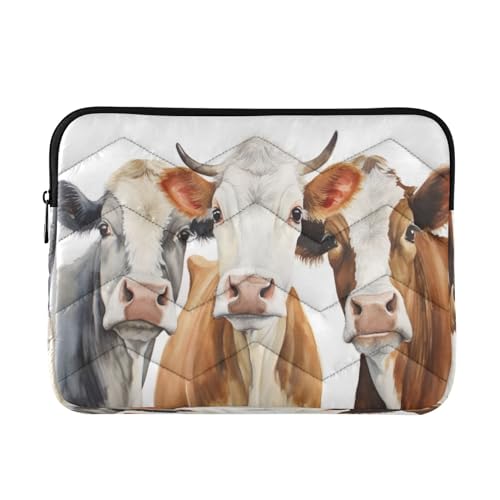 Funda para portátil de 13-14 pulgadas con diseño de vacas miniatura 1