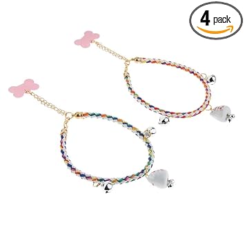 GIANTE 2Pcs Pet Dog Cat Necklace Adjustable Tie Collar with Bells ID Tag 5