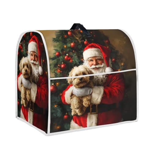 YUVAMAGIMO Santa Claus Dog Kitchen Stand Mixer Cover Compatible with 6-8-Quart Kitchen Mixer, Halloween Decorative Washable Dust Cover with Pocket Kitchen Collapsible Mixer Accessories