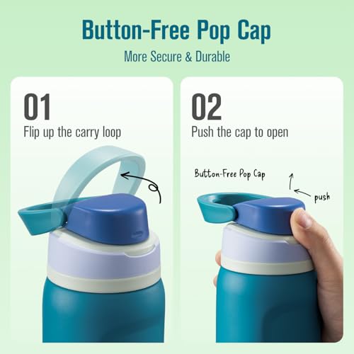 Image of Coolflask MegaSip Insulated Water Bottle 32 oz with Straw, Stainless Steel Water Bottles Leak-Proof, 24+ Hours Cold, BPA-Free Dishwasher Safe, Water Flask for Sports Gym Work Office, Scuba Blue