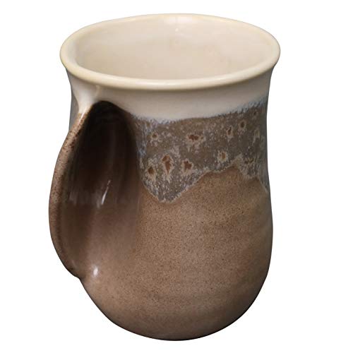Clay in Motion Handwarmer Mug (Desert Sand, Left Hand)