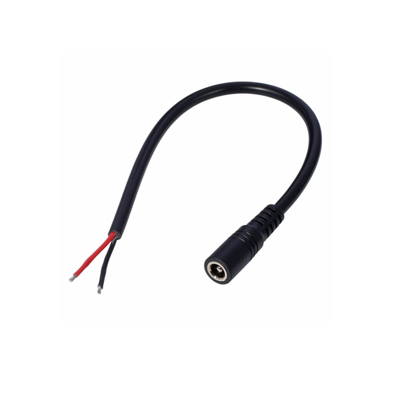 Kurzes 18 AWG 2,5 mm x 5,5 mm DC Netzstecker-Pigtail-Kabel, Buchse, 1 Stück, 0,3 m, 7 A DC 5525 Buchse, offenes Ende, Verlängerungskabel für Überwachungskamera