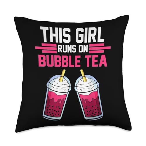 Anime Bubble Tea Neko Kawaii Girls Teen Lover Bubble Tea Girl Boba Cup Kawaii Anime Japanese Lover Throw Pillow, 18x18, Multicolor