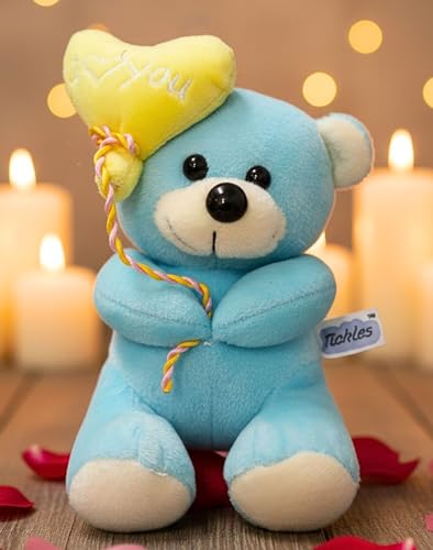 Image of Tickles Cute I Love You Balloon Teddy Stuffed Soft Plush Animal Toy Love Girl, Birthday Gifts, Valentine's Day (Color: Blue Size:35 cm)