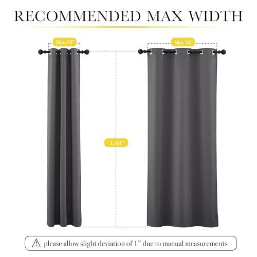 Image of NICETOWN Dark Grey Full Shade Curtain Panels, Pair of Thermal Insulated & Energy Efficiency Blackout Curtains for Living Room Windows, Lined Silky Performance Window Dressing (42W x 84L, Gray)