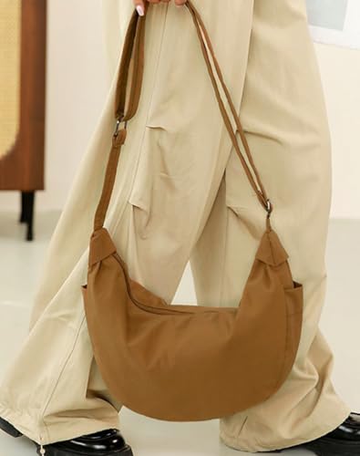 Lightweight Nylon Crescent Bag for Women Large Shoulder Crossbody Bag Waterproof Dumpling Satchel Purse Causal Tote Bag3