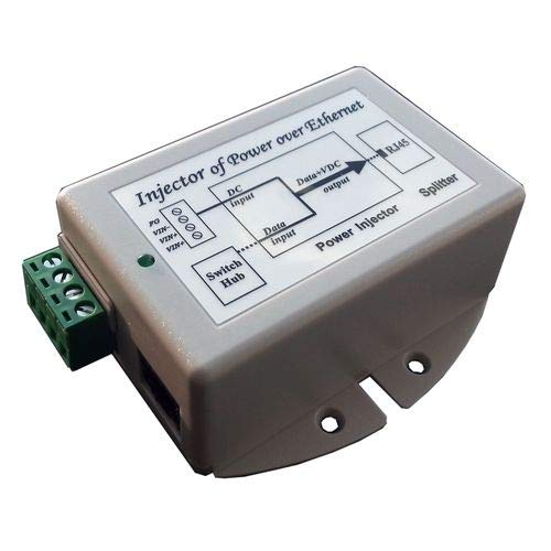 Inyector PoE IEEE 802.3af de 48 V, 16,8 W, convertidor CC/CC con entrada de terminal de cable de ±36-72 VCC, aislado y protegido contra sobretensiones, con conectores RJ45 blindados miniatura 2
