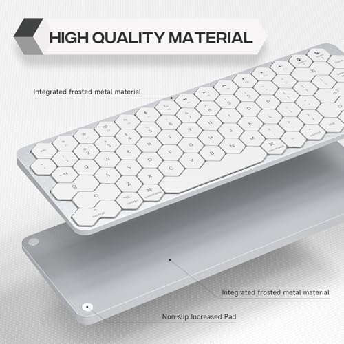 Image of GEEZER Wireless Bluetooth Keyboard - Hexagon Keycap Portable Ultra-Slim Rechargeable Compact Keyboards Compatible with Mac, iPhone, iPad(White)