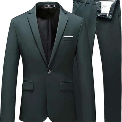 Men's Slim 2-Piece Tuxedo Set - One Button Blazer Vest Pants | Solid Prom Wedding Formal4