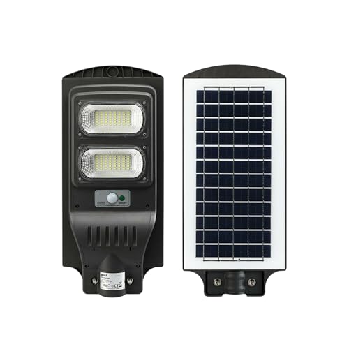 YASTA Lampione Solare Led Da Esterno100 Watt Per Giardino Luce Fredda Crepuscolare e Sensore di Movimento Con Telecomando Faro Led Stradale Con Pannello Solare