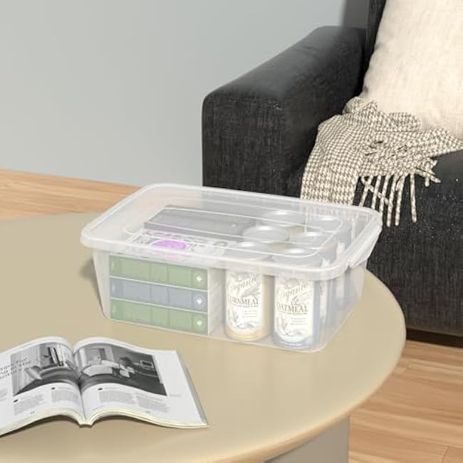 Yuright 14 Quart Clear Plastic Storage Bin, Latching Box Container with Lid, 4 Packs