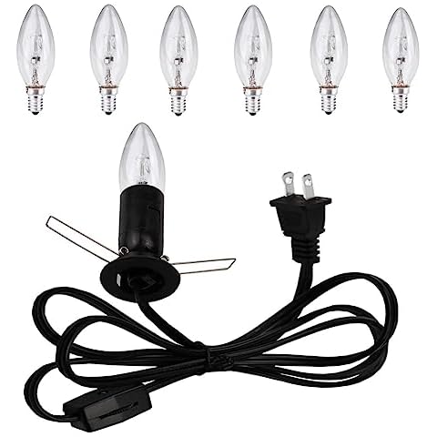 Tiqian Himalayan Salt Lamp Cord - 25W Dimmable Halogen Replacement Bulbs, E12 Base, Perfect for Himalayan Salt Lamps, Night Lights, Wax Warmers - with 6 Free Bulbs for Salt Lamp (1) Cover