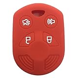 Ezzy Auto Red 4 Buttons Silicone Rubber Key Fob Case Key Cover Key Jacket Skin Protector fit for Ford