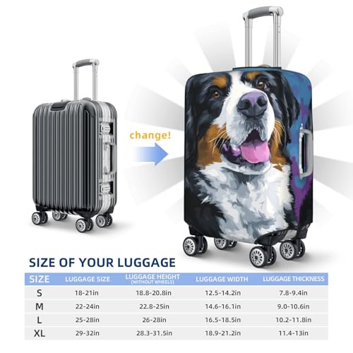 Cute And Happy Dog Elastic Travel Luggage Covers Dustproof Scratch-Resistant Suitcase Protector Fit 22-24 Inch4