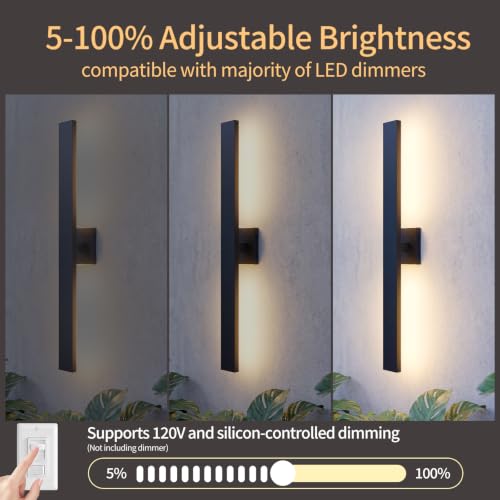 Image of Aluminum 32 Inch Modern Wall Sconces Set of 2 LED 26W Black Sconce