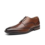 La Milano Mens Dressshoes Leather Oxford Wingtip Lace Up Business Casual Comfortable Dressshoes for Men,10.5 M US,Brogue-1-whisky
