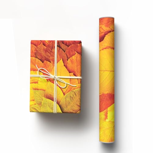 Sainet™ Gift Wrapping Paper Sheet - Gift Paper - Gift Wrap Roll -Gift Cover Rapping Paper - Gift Packing Materials - Premium Design for Gift Packing, Pack of 12 Autumn Gold Size: 28 IN X 18 IN