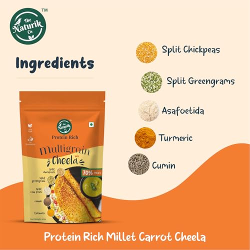 Image of Multigrain Cheela Mix 480g (40g X Pack of 12) by Naturik | Healthy Breakfast | Instant, Ready-to-Cook Cheela & Dosa Mix with 70% Pulses & 20% Protein, Healthy Breakfast Option for Kids & Family | As Seen On Shark Tank