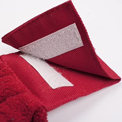 Image of Ritz Premium 100% Cotton Solid and Multi Check Kitchen Tie Towel, Absorbent, Super Soft, and Fast Drying Hang Towel, Set of Two, Paprika Red