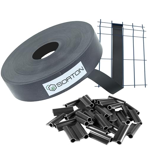 Sorton Kit Lamelle Occultante PVC Rouleau Bande Occultant Brise Vue Grillage Rigide Occultant Cache Cloture en Panneau Rigide pour Jardin 46MM x 70M+100CLIPS...