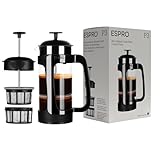 ESPRO - P3 French Press Coffee Maker – Patented Double Microfilter for Sludge and Grit Free Coffee, Black, 32 oz