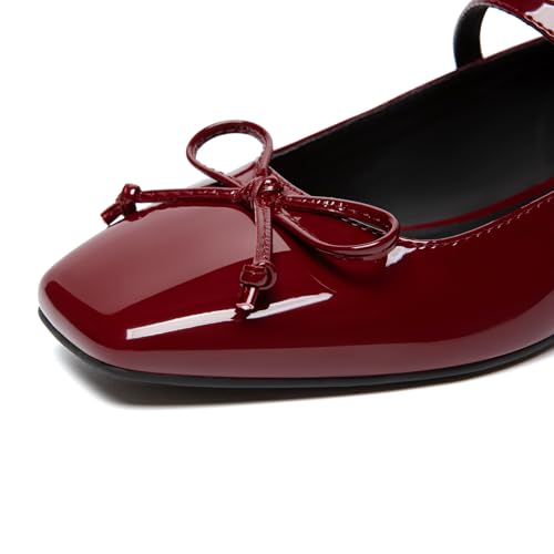 Athlefit Women's Mary Jane Flats Dressy Comfortable Square Toe Ballet Flats Shoes with Buckle Strap4