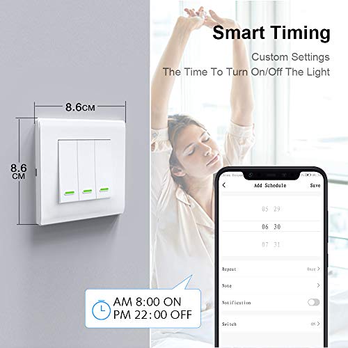 Smart Switch Alexa Smart lichtschakelaar, wifi-smart-wandschakelaar met afstandsbediening en timer, Alexa Echo… - Image 3