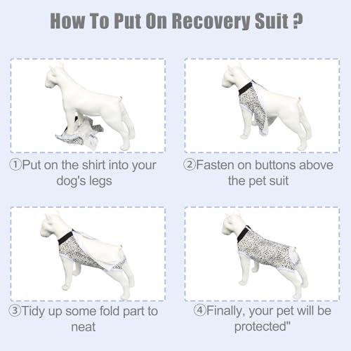 Image of FEimaX Dog Surgery Recovery Suit Female and Male Spay with Pee Hole, Pet Body Suits for Puppy After Spayed, Neuter Surgical Onesie for Small and Medium Dogs Cats, Alternative Bandages E-Collar & Cone