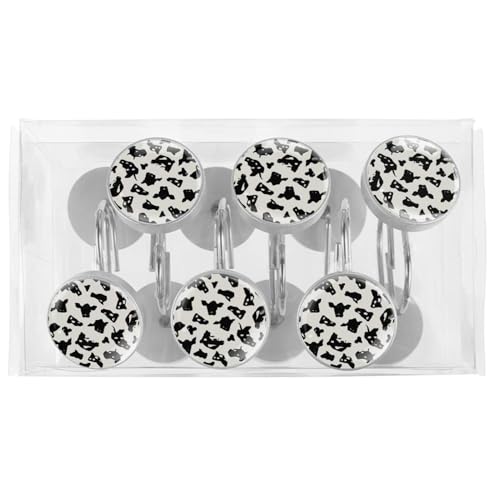Ganchos para cortina de ducha de cristal redondo con estampado de piel de vaca juego de 12 6