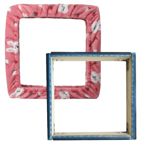 JQSH Gripper Strip Frame Rug Hooking Frame Punch Needle Frame Cross Stitch Hoop with Frame Flannel Cover (9.8*9.8 inch)