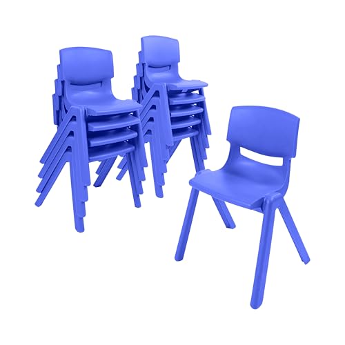 Back2School Express Stackable School Chairs, 12in Seat Height, Kids Furniture, Blue, 10-Pack