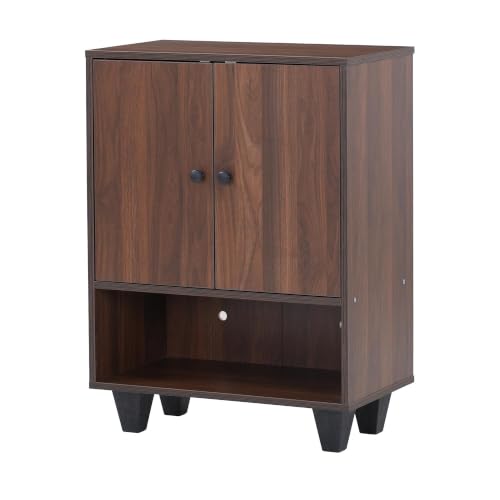 Image of Royaloak Cosmos Shoe Rack with 2 Door Storage, Engineered Wood, Melamine Finish, Wooden with Sturdy Construction, with Back Sheet for Support & Optimized Depth