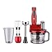 Fakir Mr. Chef Quadro Rouge Serie - Stabmixer-Set I Zauberstab-Küchengerät I Stabmixer mit rutschfestem Boden & schnell zu montierendem Schneebesen I Backzubehör I Eiszerkleinerer | Rot