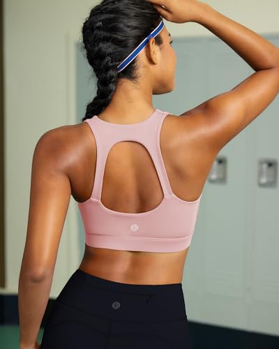 Image of RUNNING GIRL Sports Bras for Women, Moulded Cup High Impact Workout Black Sports Bra Racerback Yoga Bra High Support(WX3068 Flush Pink L)