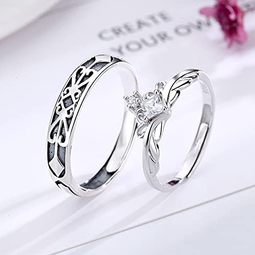 Couples Matching Promise Rings for Women, Men, Her, Him, Best Friend - Set of 2 Adjustable Engagement Wedding Rings, Gift Wrap3