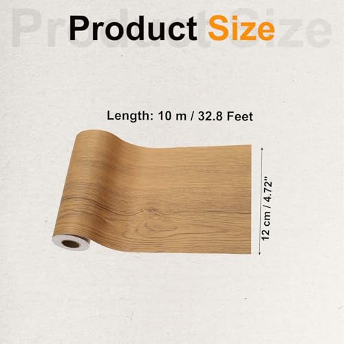 Image of PATIKIL Wood Grain Tape 4.7 inch x 32 ft, Self-Adhesive Wood Texture Repair Tape Realistic Wooden Effect Patch for Furniture Cabinets Floor Walls, Yellow Teak