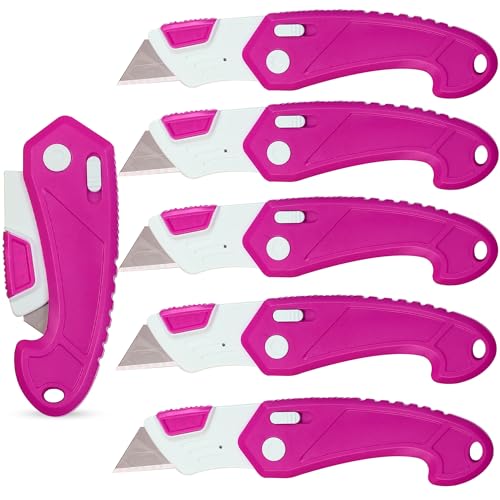 Image of Lightweight Strong ABS Plastic Folding Utility Box Cutter (Bright Pink, 6)