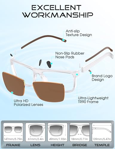 Lunettes de soleil polarisées légères TR90 homme design carré antidérapant - 7