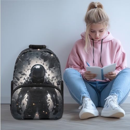Space Astronaut Middle School Backpack for Boys Bookbags with Lunch Box and Pencil Case Cool Backpacks for Boys Teens Schoolbags with Compartment for Elementary Students 4 Pcs2