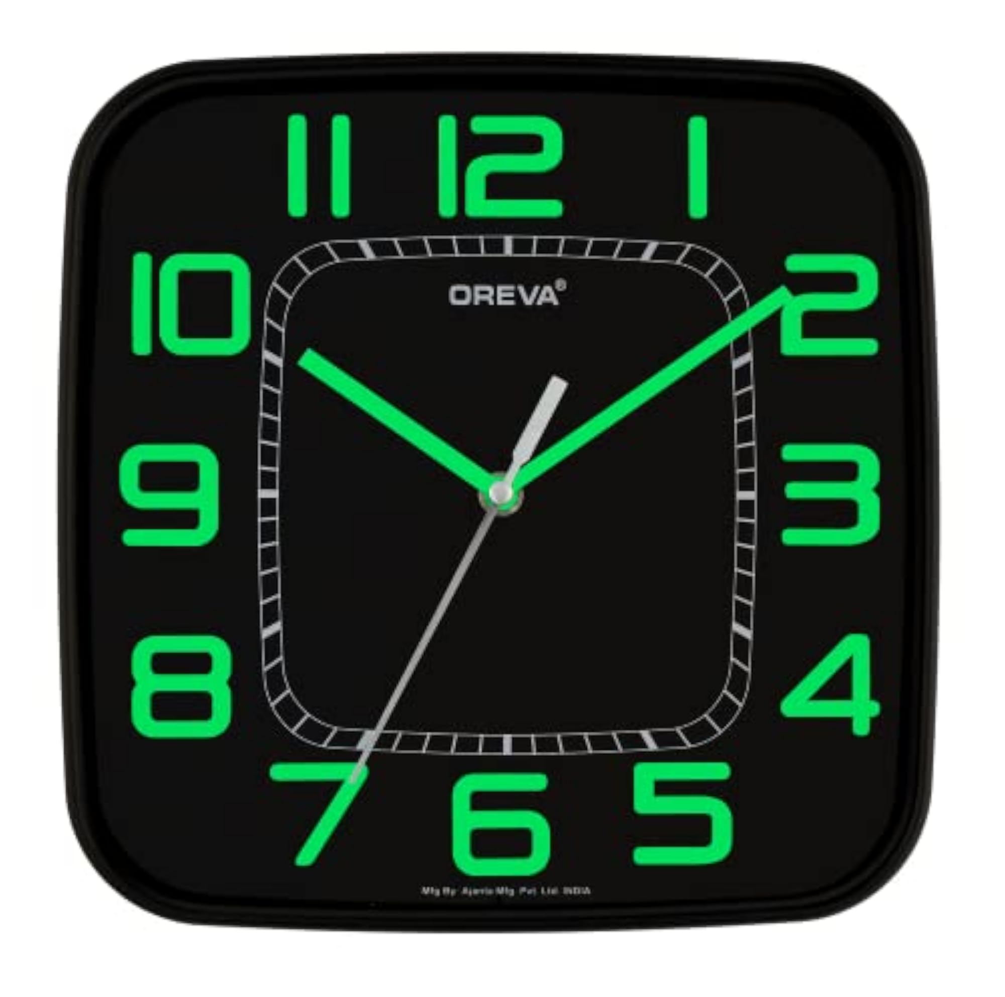 Plastic Designer Square Small Wall Clock with Embossed Numbers