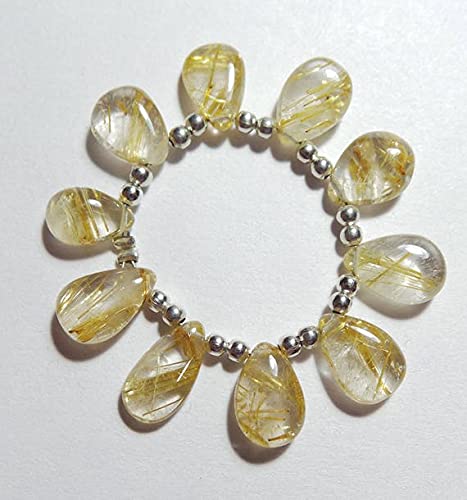 Quartz rutilé doré naturel 9x6-10x7 mm perle poire non traitée pour bijoux DIY